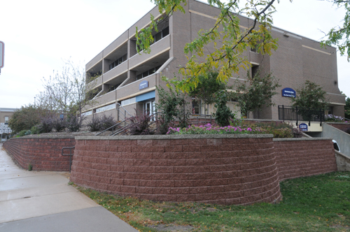 Curved VERSA-LOK retaining walls on UW-Stout campus